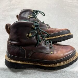 Georgia Boots Men 10 Giant Work Boots Brown Leather Rugged Workwear Construction